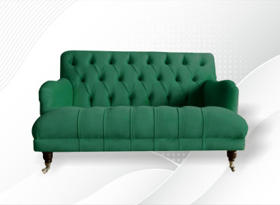 Chesterfield Sessel Couch Polster Sofa Couchen 1,5 Sitzer Einsitzer Grün Textil